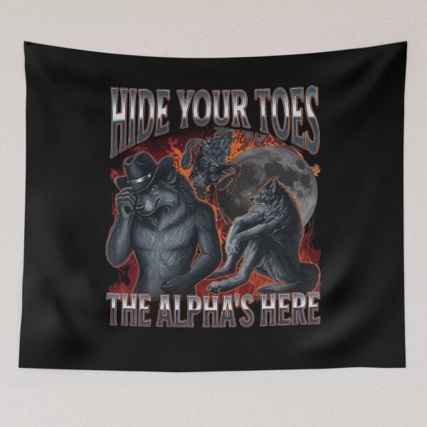 Item preview, Hide Your Toes The Alpha's Here Funny Werewolf Meme Bootleg T-Shirt designed and sold by stmpdwrld.