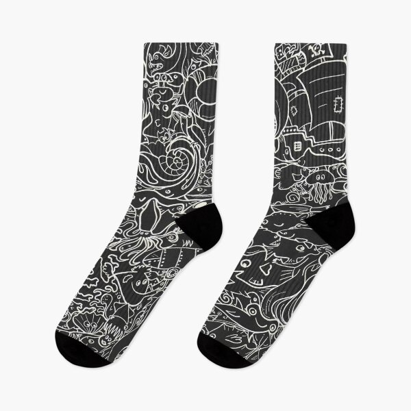 Item preview, DEEP SEA FUN - WHITE ON BLACK designed and sold by FISCHKANDI DESIGN STUDIO.