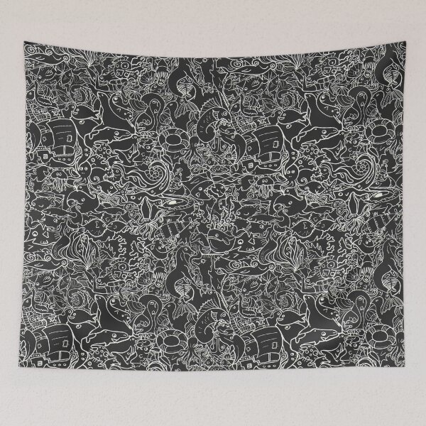 Item preview, DEEP SEA FUN - WHITE ON BLACK designed and sold by FISCHKANDI DESIGN STUDIO.
