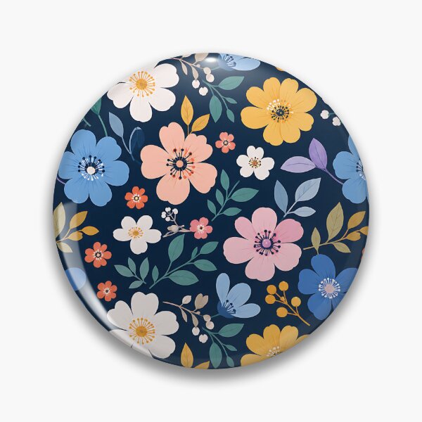 Item preview, Colorful Ditsy Floral Pattern on Navy Blue — Botanical Wildflower Art designed and sold by Aureva Arts Shop.