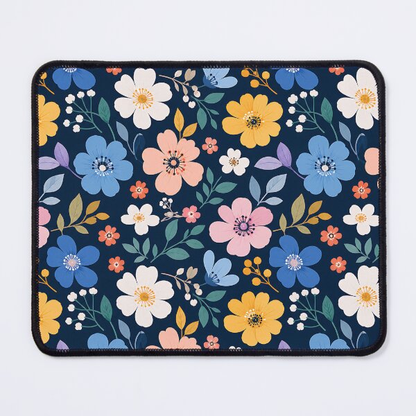 Item preview, Colorful Ditsy Floral Pattern on Navy Blue — Botanical Wildflower Art designed and sold by Aureva Arts Shop.