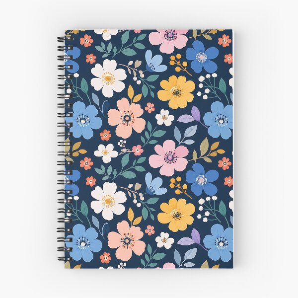 Item preview, Colorful Ditsy Floral Pattern on Navy Blue — Botanical Wildflower Art designed and sold by Aureva Arts Shop.