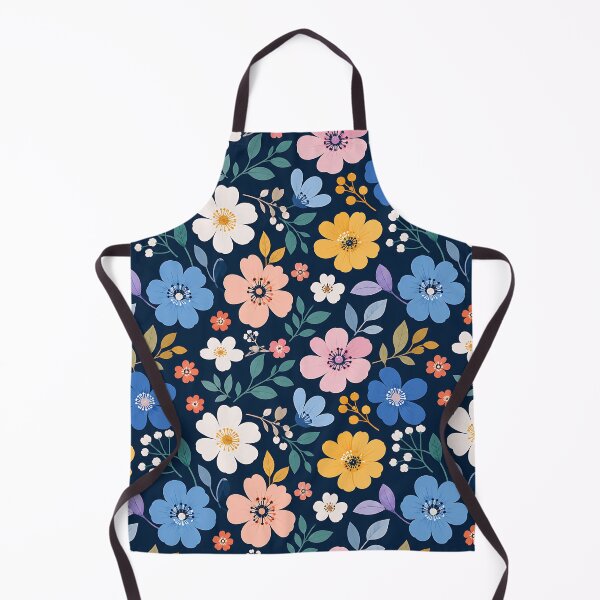 Item preview, Colorful Ditsy Floral Pattern on Navy Blue — Botanical Wildflower Art designed and sold by Aureva Arts Shop.