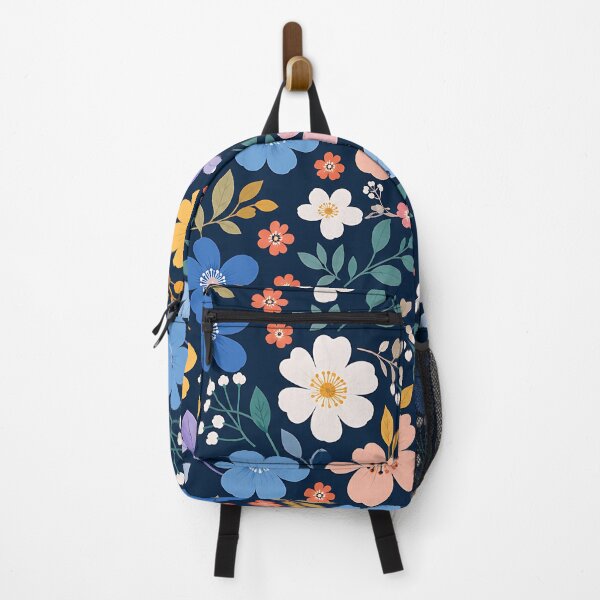 Item preview, Colorful Ditsy Floral Pattern on Navy Blue — Botanical Wildflower Art designed and sold by Aureva Arts Shop.