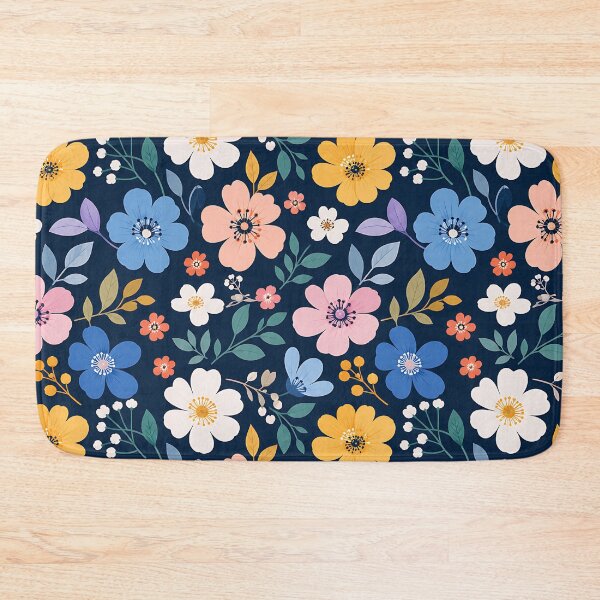 Item preview, Colorful Ditsy Floral Pattern on Navy Blue — Botanical Wildflower Art designed and sold by Aureva Arts Shop.