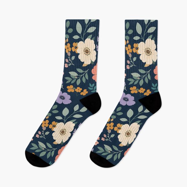 Item preview, Ditsy Floral Pattern — Navy Blue Wildflower Botanical Print Home Decor designed and sold by Aureva Arts Shop.