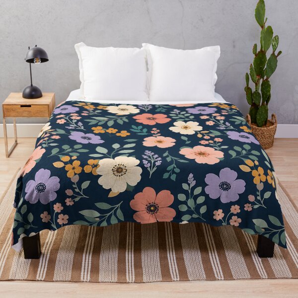 Item preview, Ditsy Floral Pattern — Navy Blue Wildflower Botanical Print Home Decor designed and sold by Aureva Arts Shop.