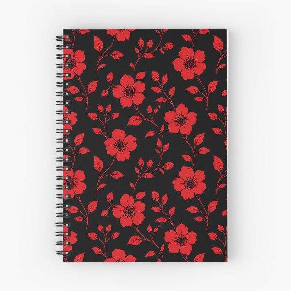 Item preview, Red Floral Pattern Black Background — Botanical Vine Wall Art designed and sold by Aureva Arts Shop.