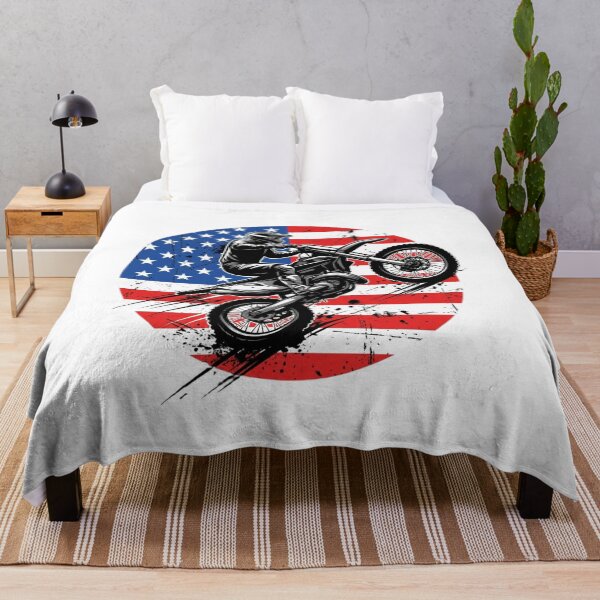 Item preview, American Flag Dirt Bike Rider Motocross Wheelie Art designed and sold by SiarheiYur.