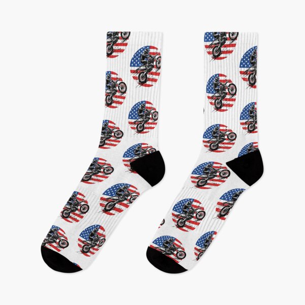 Item preview, American Flag Dirt Bike Rider Motocross Wheelie Art designed and sold by SiarheiYur.