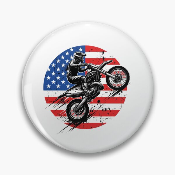Item preview, American Flag Dirt Bike Rider Motocross Wheelie Art designed and sold by SiarheiYur.