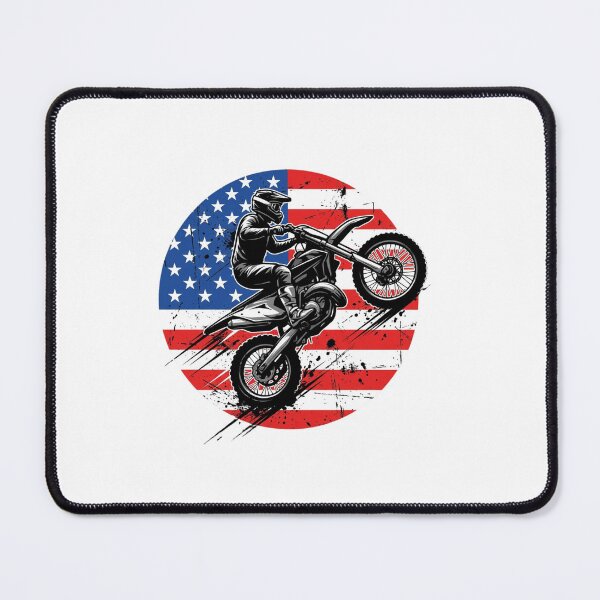 Item preview, American Flag Dirt Bike Rider Motocross Wheelie Art designed and sold by SiarheiYur.