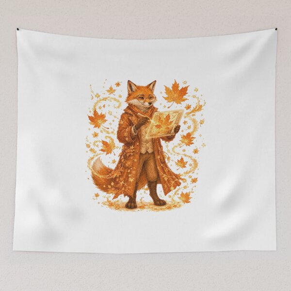 Item preview, Digital Artist Fox Drawing Autumn Leaves Steampunk Fall designed and sold by AQUILAKREO.