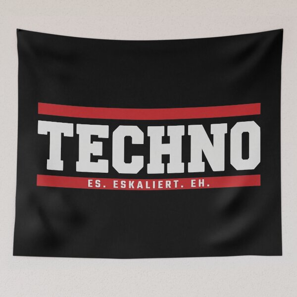 Item preview, Techno Es Eskaliert Eh German Rave Quote designed and sold by SPAZE-Typo.