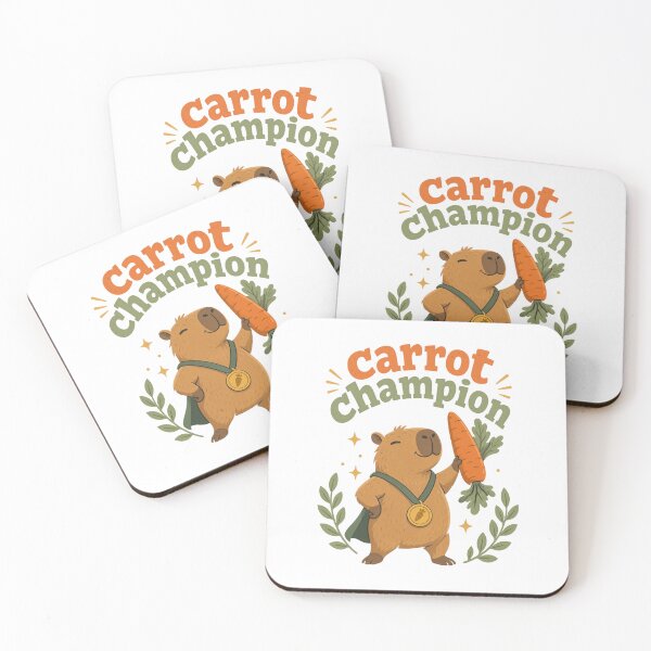 Item preview, Cartoon Capybara Carrot Champion Illustration designed and sold by RGShirtWorks.