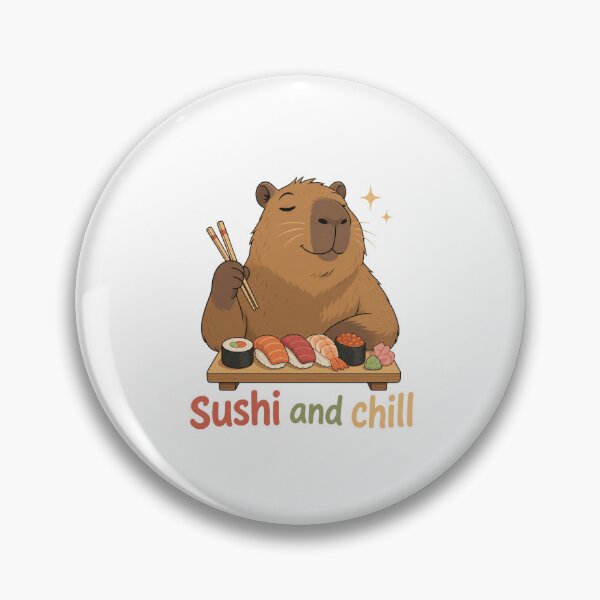 Item preview, Cute Capybara Eating Sushi Illustration designed and sold by RGShirtWorks.