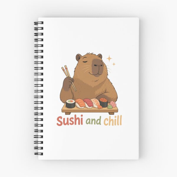 Item preview, Cute Capybara Eating Sushi Illustration designed and sold by RGShirtWorks.
