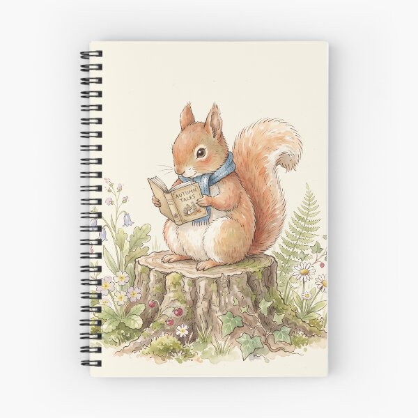 Item preview, Cozy Squirrel Reading Autumn Tales - Whimsical Forest Illustration designed and sold by Pasteltone.