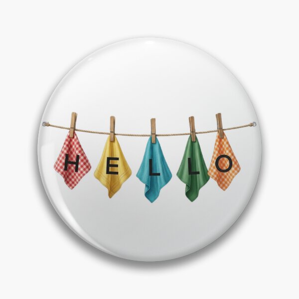 Item preview, Colorful Hanging Kitchen Towels Spelling HELLO on Clothesline designed and sold by VibranPalette.