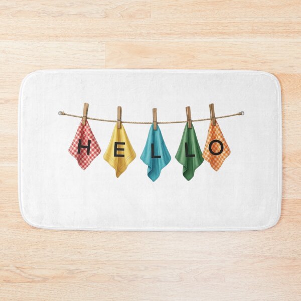 Item preview, Colorful Hanging Kitchen Towels Spelling HELLO on Clothesline  designed and sold by VibranPalette.