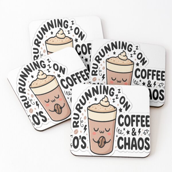 Item preview, Running on Coffee & Chaos | Cute Kawaii Coffee Cup Sticker  designed and sold by AdityaShop18.