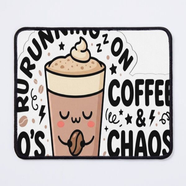 Item preview, Running on Coffee & Chaos | Cute Kawaii Coffee Cup Sticker designed and sold by AdityaShop18.