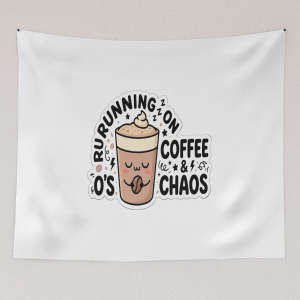 Item preview, Running on Coffee & Chaos | Cute Kawaii Coffee Cup Sticker  designed and sold by AdityaShop18.