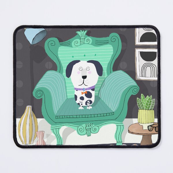Item preview, Cute Dog On Chair In Trendy Interior By Artist Carla Daly designed and sold by Carla Daly.