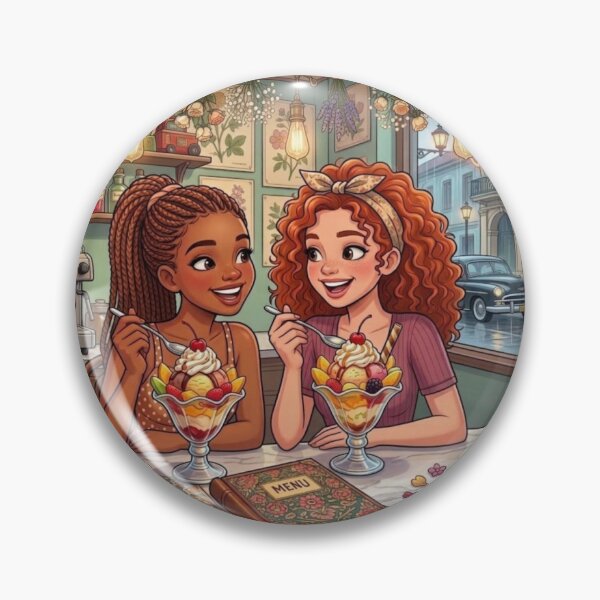 Item preview, Friends Enjoying Ice Cream in a Retro Cafe. designed and sold by JoyNest = "The nest of joy".