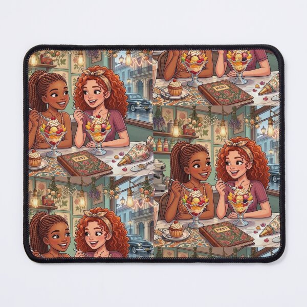 Item preview, ​Friends Enjoying Ice Cream in a Retro Cafe. designed and sold by JoyNest = "The nest of joy".