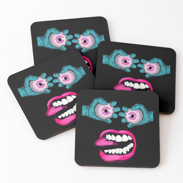 Item preview, Psychedelic Monster Face Illustration - Surreal Neon Eyeballs and Lips Pop Art designed and sold by GrimNest.
