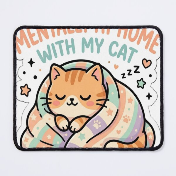 Item preview, Mentally at Home with My Cat | Cute Kawaii Cat Sticker designed and sold by AdityaShop18.