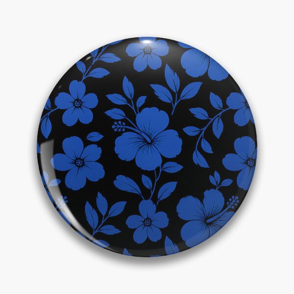 Item preview, Blue Hibiscus Floral Pattern on Black — Tropical Botanical Design designed and sold by Aureva Arts Shop.