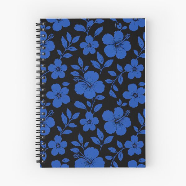 Item preview, Blue Hibiscus Floral Pattern on Black — Tropical Botanical Design designed and sold by Aureva Arts Shop.