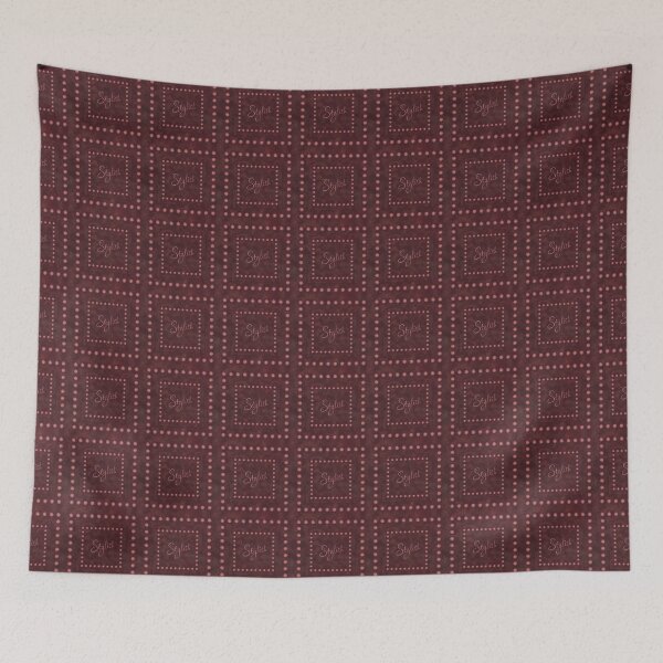 Item preview, Pattern with the inscriptions “Stylish” in a frame of spheres on a cloudy background of burgundy color designed and sold by Cherevan.