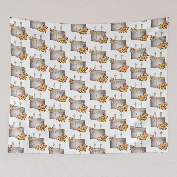 Item preview, Minimal Kaaba Floral Watercolor Illustration designed and sold by ARTIFIED.BY.FRIENDSHIP.