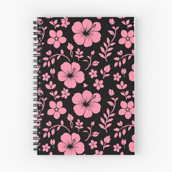 Item preview, Pink Hibiscus Floral Pattern on Black — Botanical Ditsy Print designed and sold by Aureva Arts Shop.