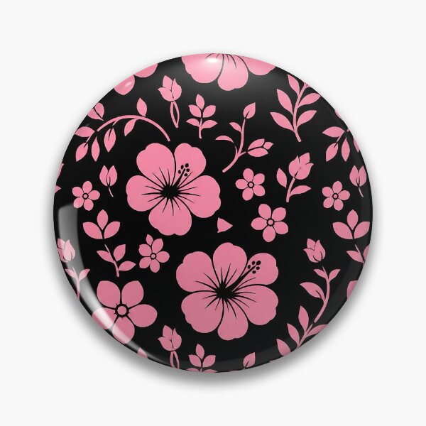 Item preview, Pink Hibiscus Floral Pattern on Black — Botanical Ditsy Print designed and sold by Aureva Arts Shop.