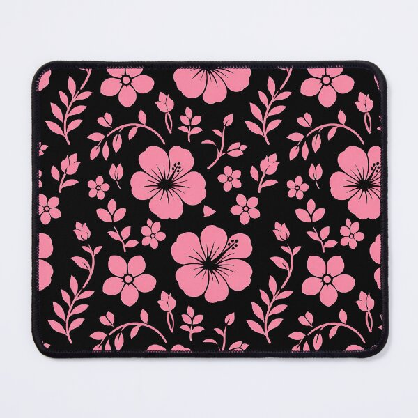 Item preview, Pink Hibiscus Floral Pattern on Black — Botanical Ditsy Print designed and sold by Aureva Arts Shop.