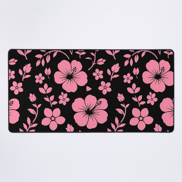 Item preview, Pink Hibiscus Floral Pattern on Black — Botanical Ditsy Print designed and sold by Aureva Arts Shop.
