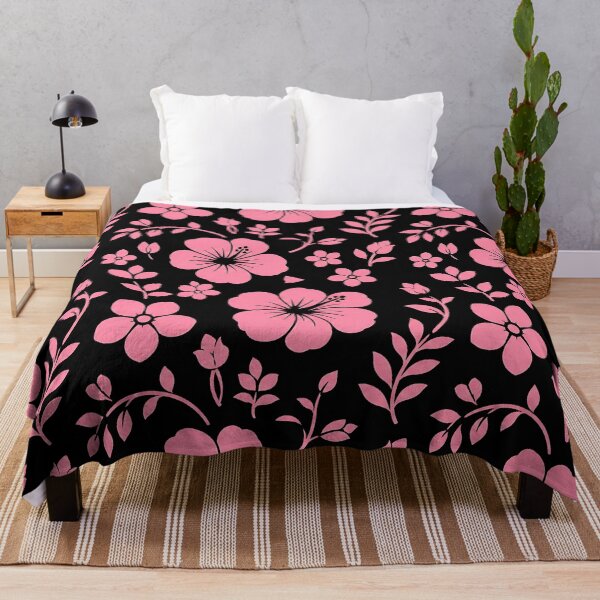 Item preview, Pink Hibiscus Floral Pattern on Black — Botanical Ditsy Print designed and sold by Aureva Arts Shop.