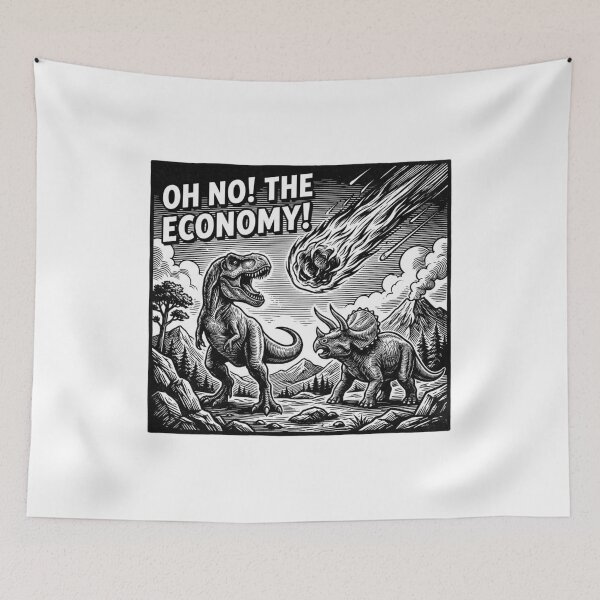 Item preview, Oh No The Economy Dinosaur Asteroid Comic Art designed and sold by SiarheiYur.