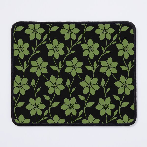 Item preview, Dark Floral Vine Pattern — Green Botanical Flowers on Black designed and sold by Aureva Arts Shop.