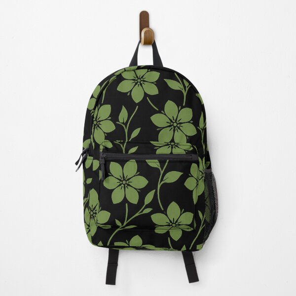 Item preview, Dark Floral Vine Pattern — Green Botanical Flowers on Black designed and sold by Aureva Arts Shop.
