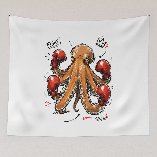 Item preview, Fight Round 1 Boxing Octopus – Bold Hand-Drawn Warrior Art designed and sold by RamyGallery.