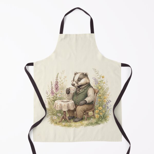 Item preview, Gentleman Badger Enjoying Afternoon Tea - Vintage Botanical Style designed and sold by Pasteltone.