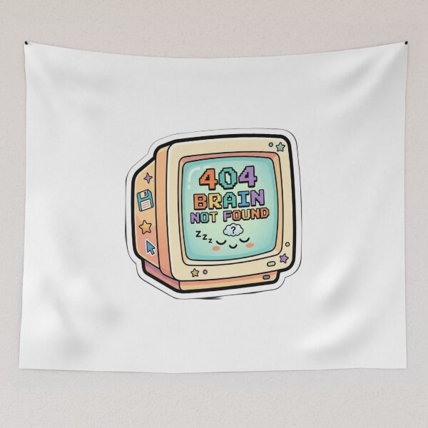 Item preview, 404 Brain Not Found | Cute Retro Computer Sticker | Funny Nerd & Programmer Vinyl Decal | Kawaii Tech Aesthetic designed and sold by AdityaShop18.