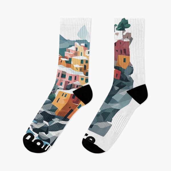 Item preview, Cinque Terre Italy Travel Poster - Abstract Italian Coastal Architecture Art designed and sold by OzzFrequency.