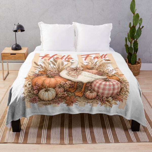 Item preview, Hello Fall Goose with Pumpkins designed and sold by NightSpell.