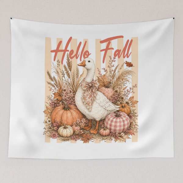 Item preview, Hello Fall Goose with Pumpkins designed and sold by NightSpell.